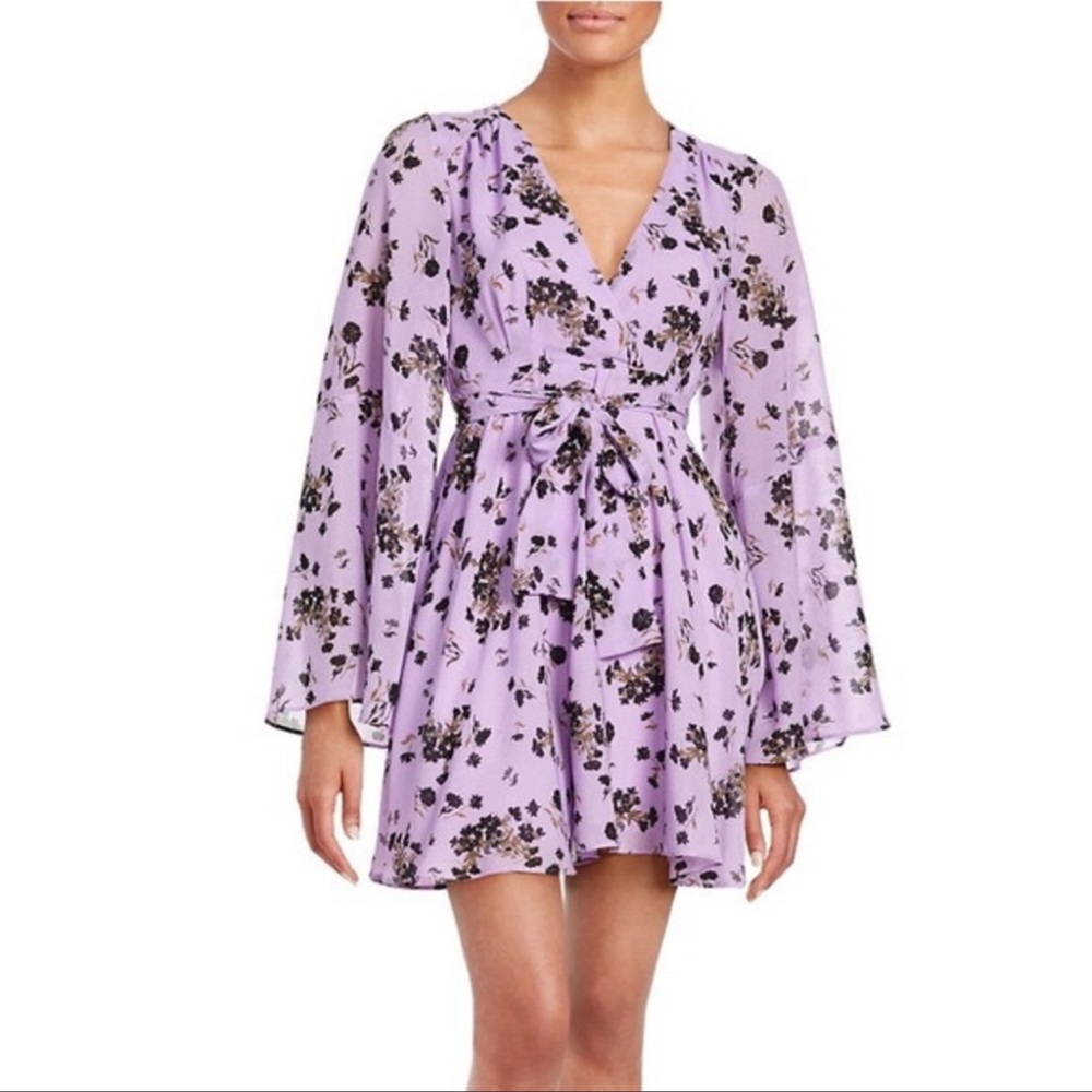 Free People Wisteria Lavender Floral Lilou Mini Casual Dress